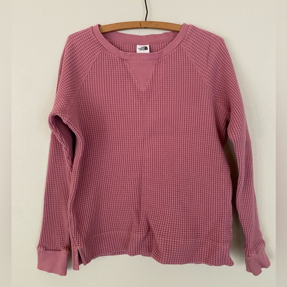 The North Face Long Sleeve Women’s Pink Waffle Knit Sweater